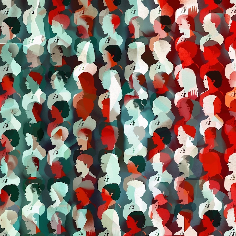 cartoon grid of people