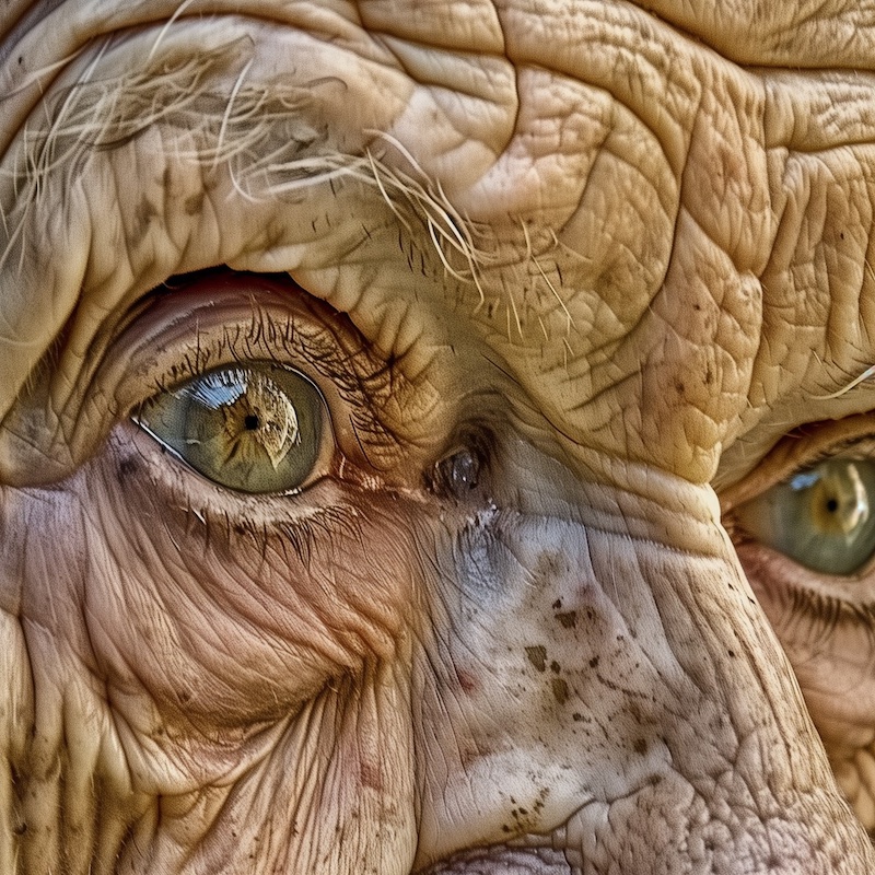 very old wrinkled face