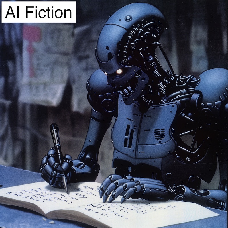 robot writing in a book