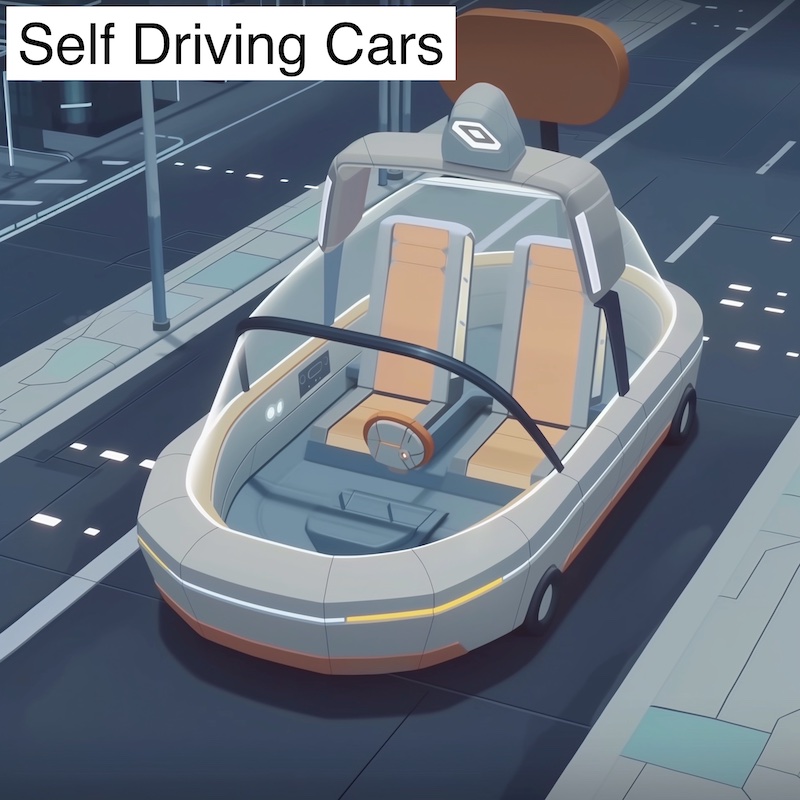 cartoonish self driving car