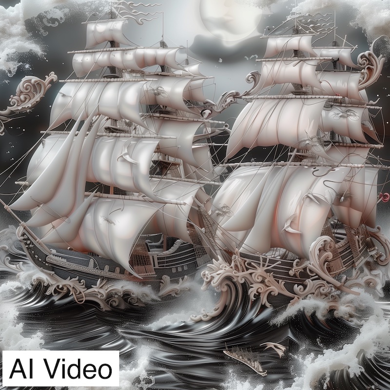 image of sailing ships in a storm
