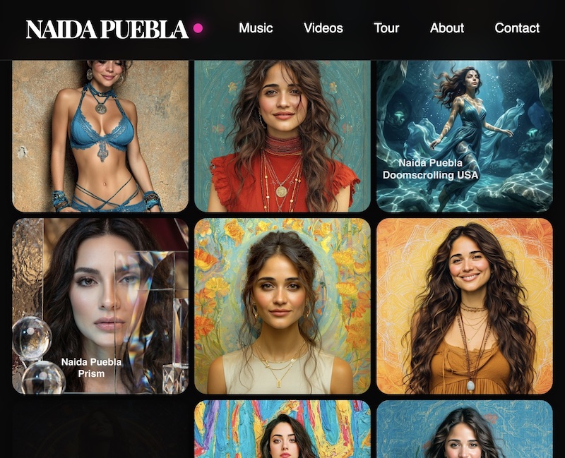 the home page of Naida Puebla's website